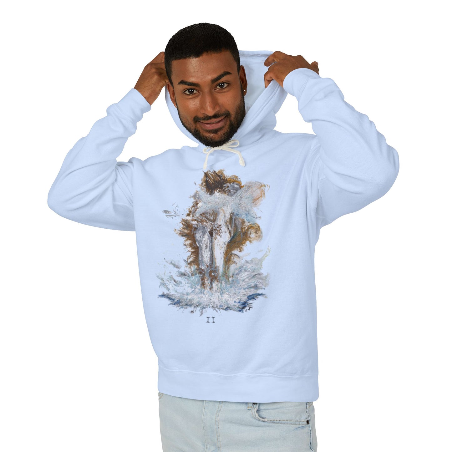 II of Cups - Unisex Lightweight Hooded Sweatshirt