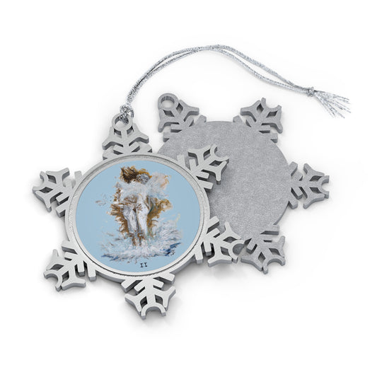 Sweet Baby Blue II of Cups Pewter Snowflake Ornament