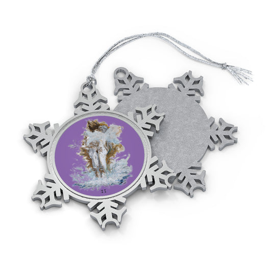 II of Cups Pewter Snowflake Ornament Light Purple