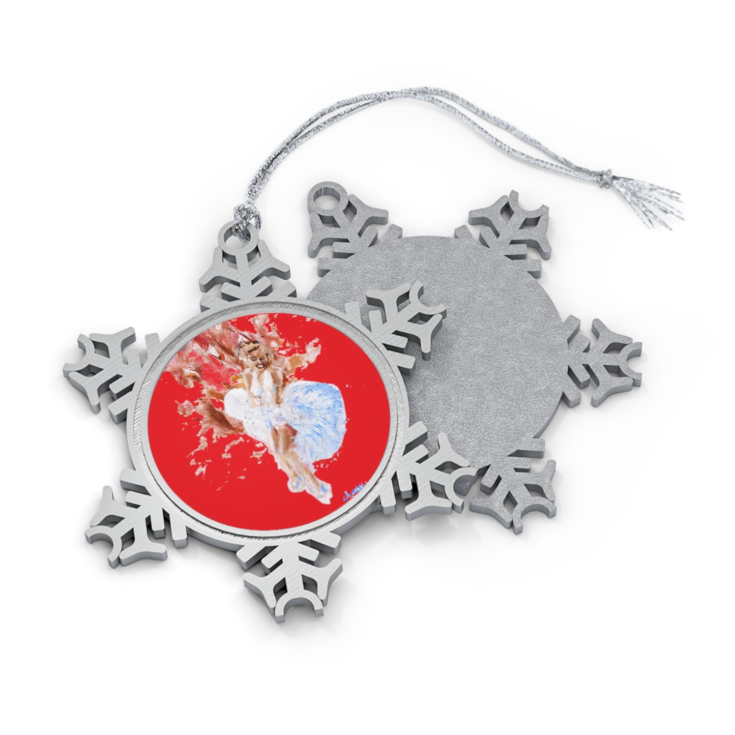 Red Diva Pewter Snowflake Ornament