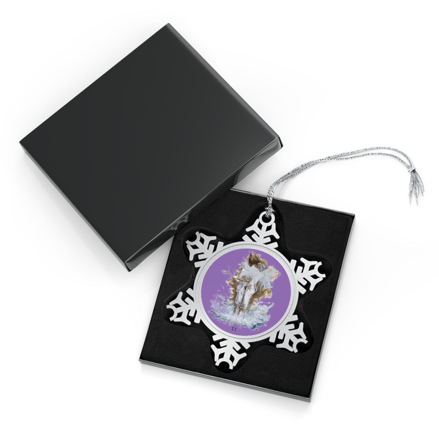 II of Cups Pewter Snowflake Ornament Light Purple