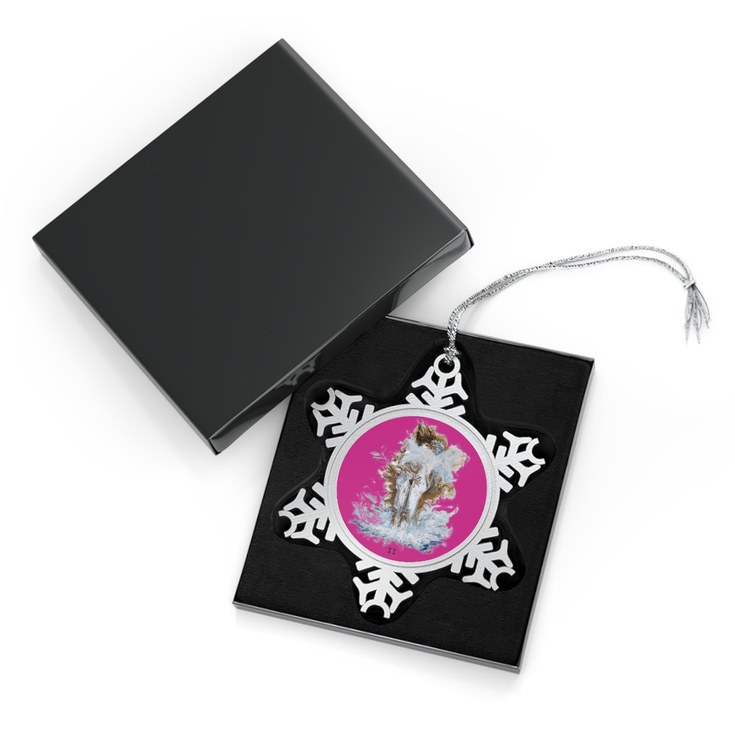 II of Cups Pewter Snowflake Ornament Pink