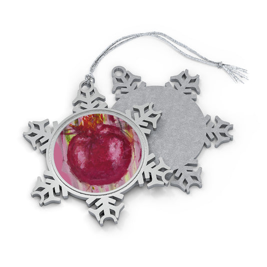 Pink Pomegranate Pewter Snowflake Ornament